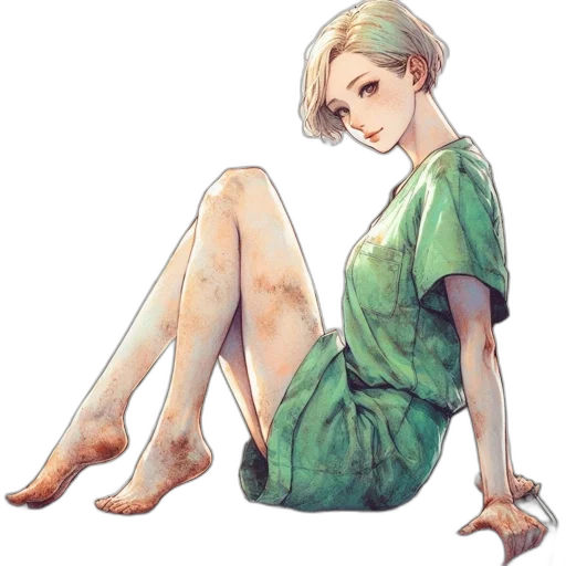 dress, staff, flower, creature, watercolor, concept art, pixel art, anime transparent PNG cut-out