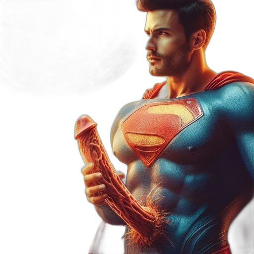 comic book art, concept art, fantasy art, photorealistic, superman, stands, against, fiery transparent PNG cut-out
