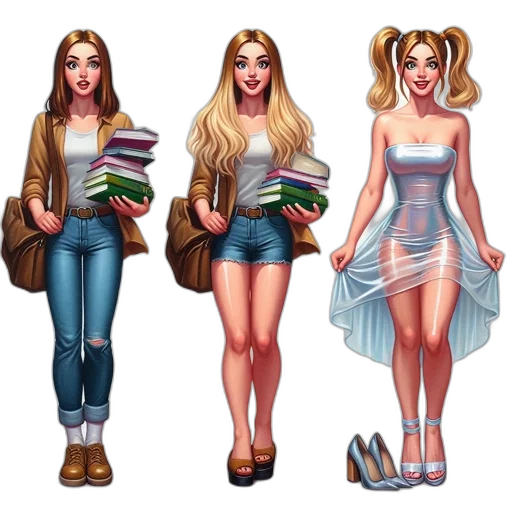 dress, comic book art, concept art, pixel art, fantasy art, pastel, neon, colorful transparent PNG cut-out