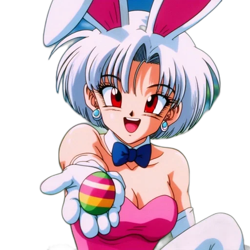 anime, cartoon, vaporwave, pixel art, female, character, bunny, ears transparent PNG cut-out