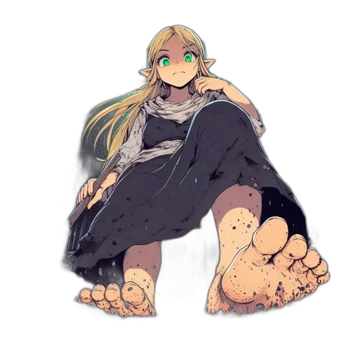 creature, shoes, dress, jacket, pixel art, concept art, anime, watercolor transparent PNG cut-out