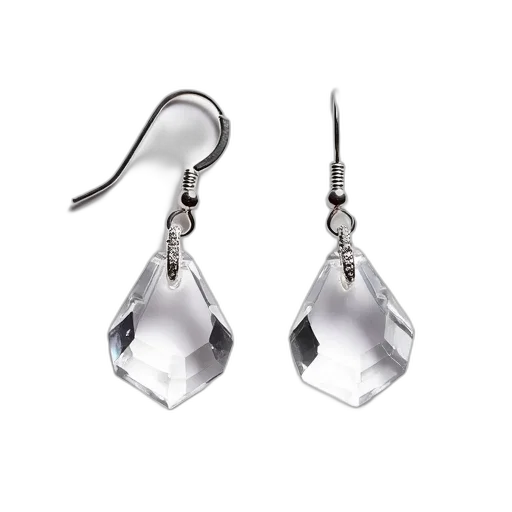 jewelry, pair, transparent, faceted, crystal, earrings, silver, hook transparent PNG cut-out