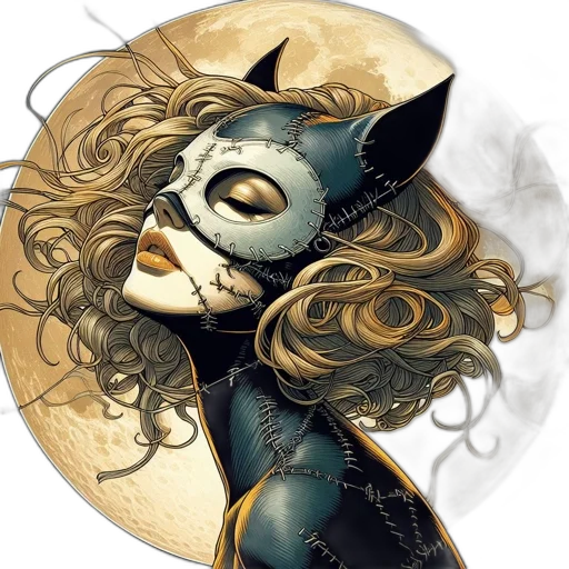 mask, jewelry, comic book art, fantasy art, concept art, photorealistic, golden, dark transparent PNG cut-out