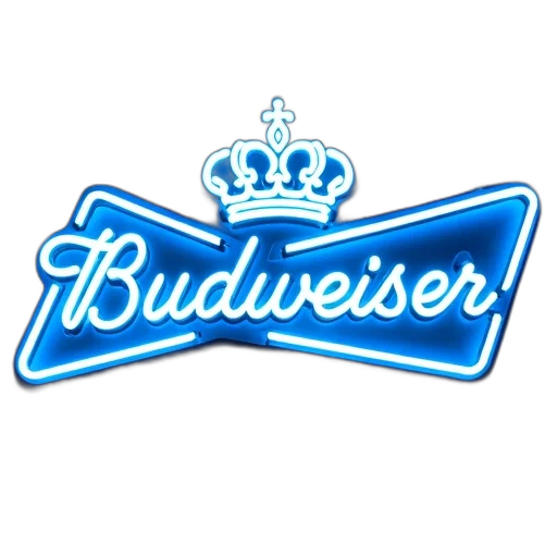 crown, neon, sign, word, budweiser, blue, white, featuring transparent PNG cut-out
