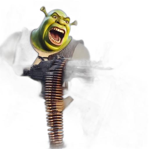 creature, weapon, animal, staff, concept art, photorealistic, 3d render, shrek transparent PNG cut-out
