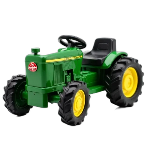 car, 3d render, green, toy, tractor, black, seat, red transparent PNG cut-out