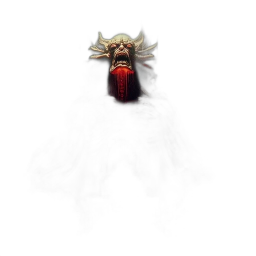 mask, creature, staff, face, concept art, pixel art, fantasy art, 3d render transparent PNG cut-out