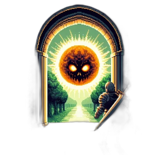 staff, mask, concept art, fantasy art, pixel art, watercolor, arched, temple transparent PNG cut-out