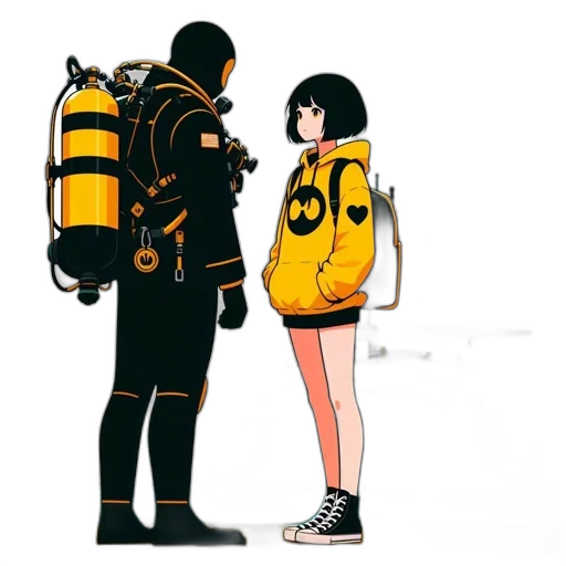 jacket, robot, animal, concept art, anime, comic book art, pixel art, city street transparent PNG cut-out