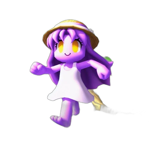 hat, staff, creature, animal, pixel art, 3d render, concept art, vaporwave transparent PNG cut-out
