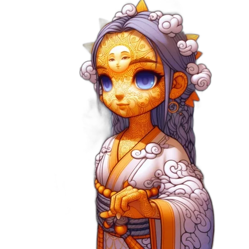 staff, dress, jewelry, pixel art, fantasy art, concept art, anime, golden transparent PNG cut-out