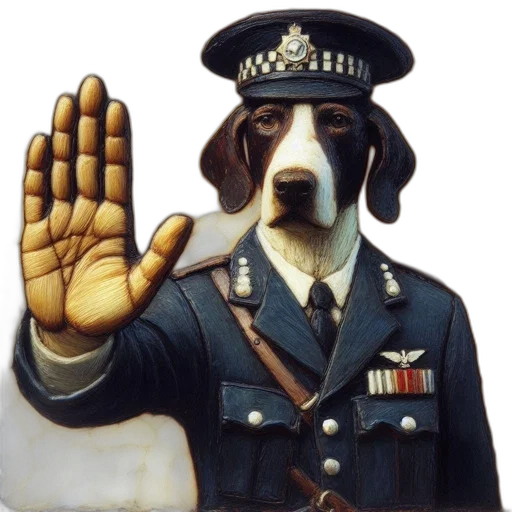 staff, mask, animal, photorealistic, concept art, dog, formal, police transparent PNG cut-out