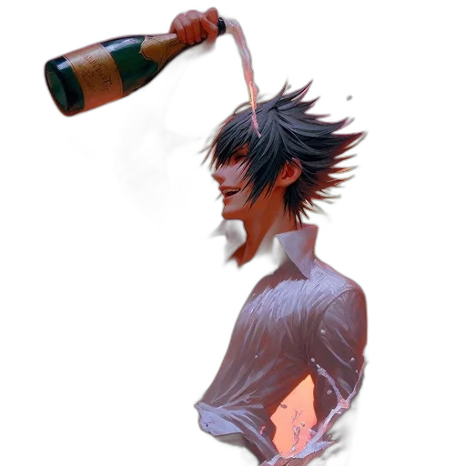 bottle, staff, concept art, 3d render, pixel art, photorealistic, young, man transparent PNG cut-out