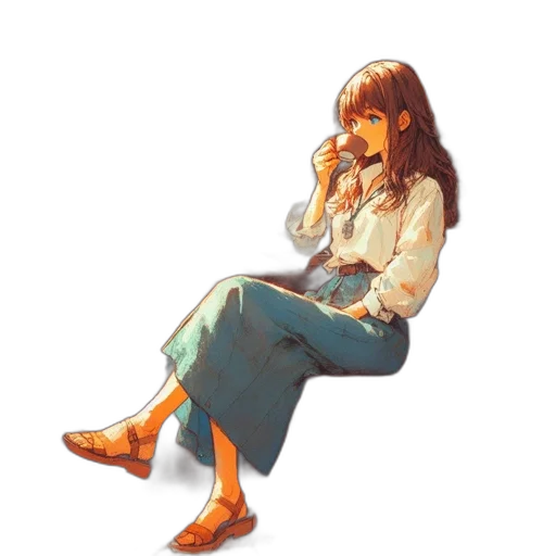 dress, shoes, face, staff, concept art, pixel art, oil painting, watercolor transparent PNG cut-out