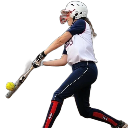female, softball, player, action transparent PNG cut-out