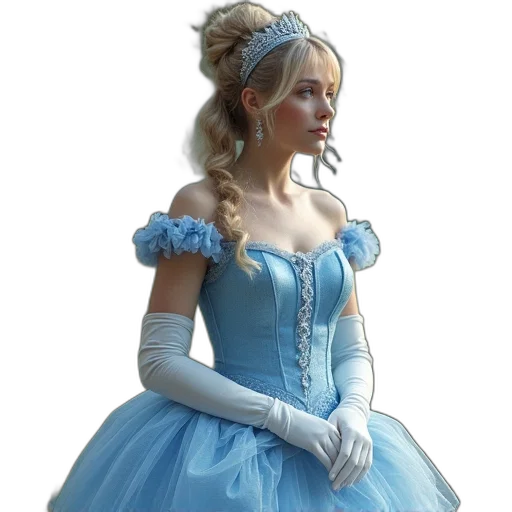 dress, concept art, 3d render, fantasy art, photorealistic, blue, pastel, cinderella transparent PNG cut-out