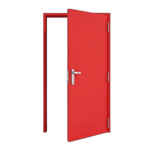 furniture, staff, red, door, silver, handle, open, revealing transparent PNG cut-out