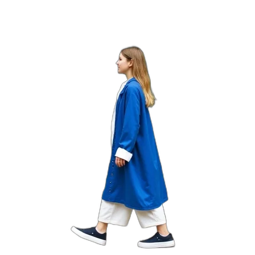 dress, jacket, staff, concept art, 3d render, blue, person, white transparent PNG cut-out