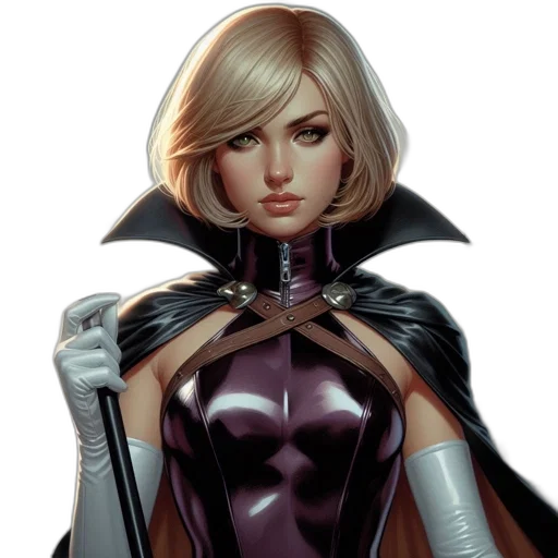 comic book art, concept art, fantasy art, photorealistic, dark, woman, short, blonde transparent PNG cut-out