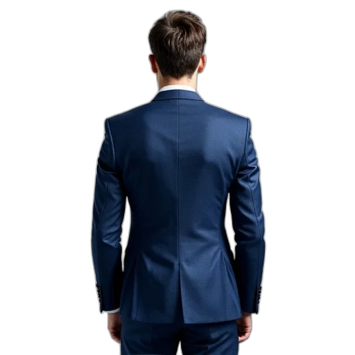 jacket, staff, dress, 3d render, photorealistic, blue, man, standing transparent PNG cut-out