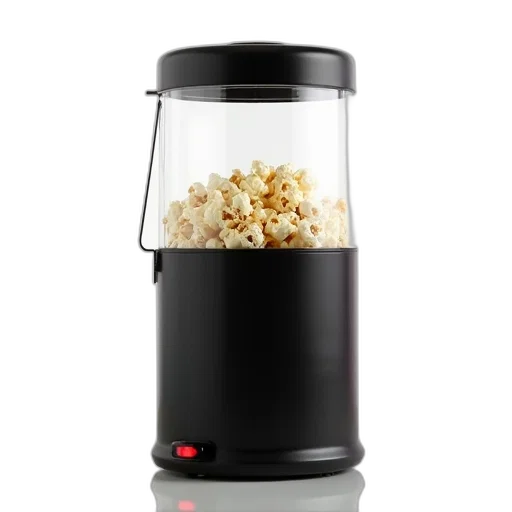 food, 3d render, black, popcorn, maker, clear, lid, filled transparent PNG cut-out