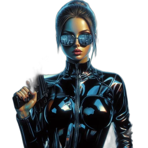 jacket, robot, mask, comic book art, cyberpunk, concept art, fantasy art, neon lights transparent PNG cut-out