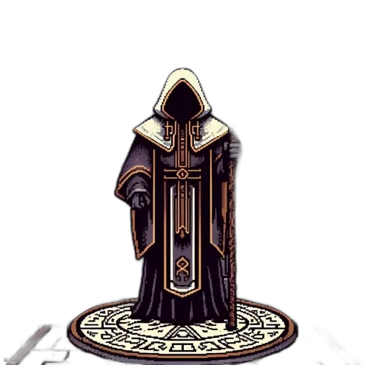 staff, sword, crown, concept art, pixel art, fantasy art, 3d render, dark transparent PNG cut-out