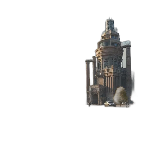 building, crown, robot, weapon transparent PNG cut-out
