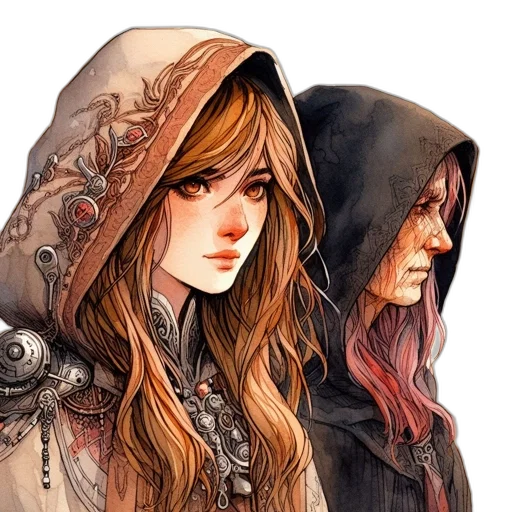 fantasy art, concept art, comic book art, watercolor, snow, red, dark, golden transparent PNG cut-out