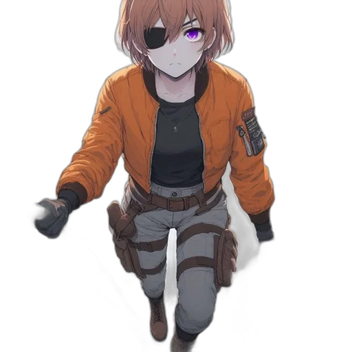 jacket, staff, creature, robot, anime, concept art, pixel art, cyberpunk transparent PNG cut-out