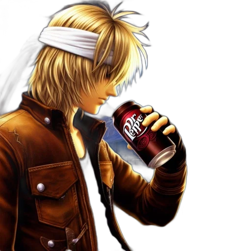jacket, bottle, anime, concept art, photorealistic, pixel art, man, blond transparent PNG cut-out