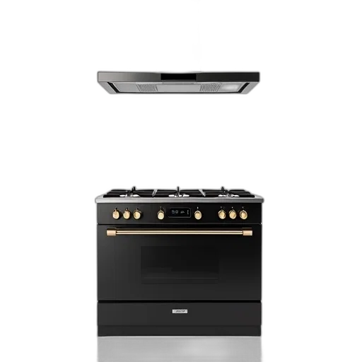 3d render, modern, gas, stove, sleek, black, finish, shiny transparent PNG cut-out