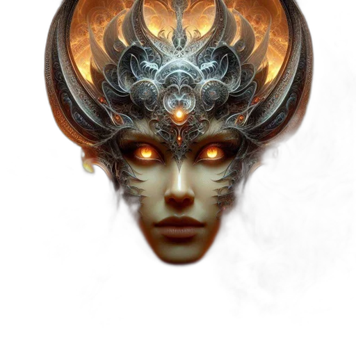 mask, face, crown, staff, fantasy art, concept art, photorealistic, 3d render transparent PNG cut-out