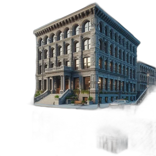 building, furniture, 3d render, concept art, photorealistic, cartoon, city street, urbane transparent PNG cut-out