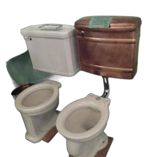 furniture, robot, 3d render, earth tones, two, toilets, side, one transparent PNG cut-out