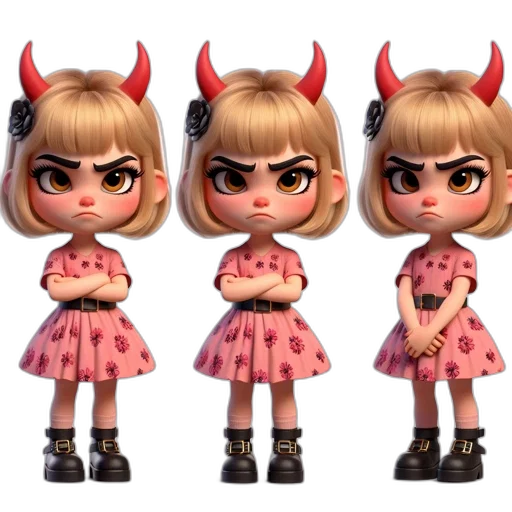 3d render, concept art, cartoon, fantasy art, dark, red, three, animated transparent PNG cut-out