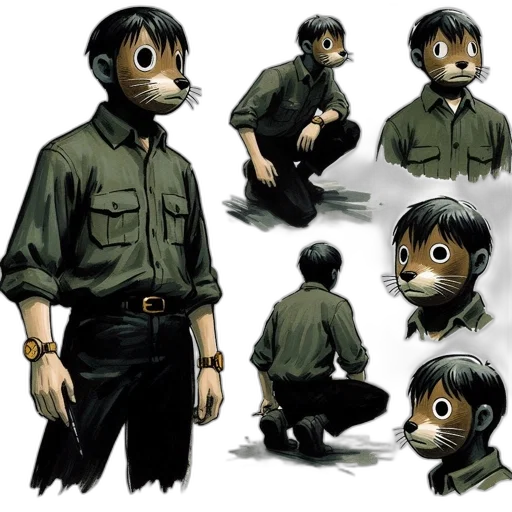 staff, creature, animal, concept art, comic book art, anime, cartoon, earth tones transparent PNG cut-out