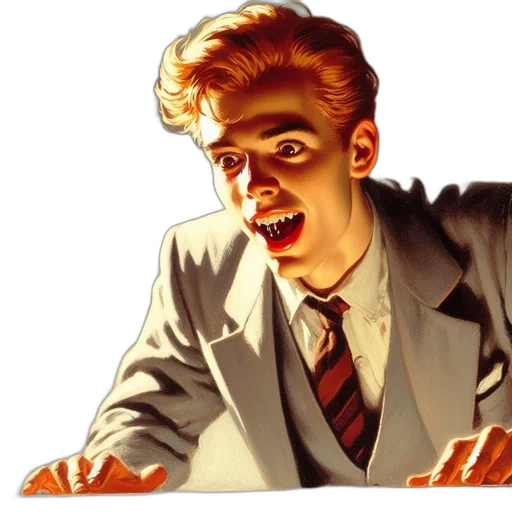 face, jacket, creature, comic book art transparent PNG cut-out