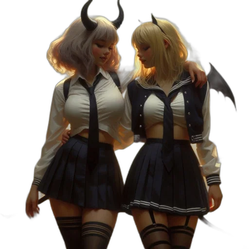 concept art, fantasy art, 3d render, pixel art, dark, monochrome, two, females transparent PNG cut-out