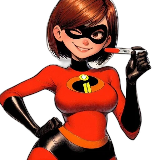 staff, comic book art, cartoon, concept art, female, superhero, character, red transparent PNG cut-out