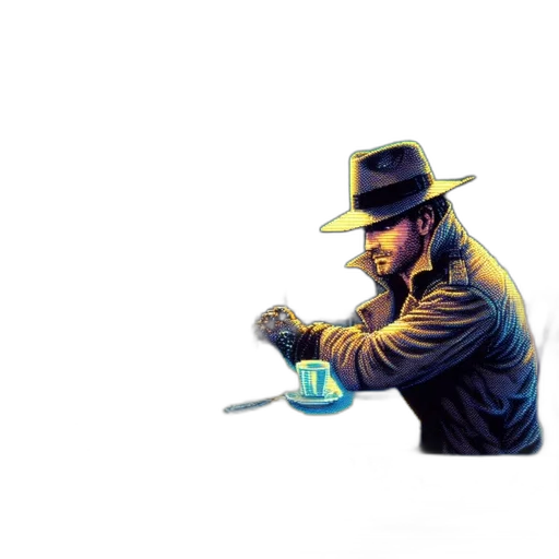 hat, staff, concept art, pixel art, comic book art, cartoon, inside, retro-styled transparent PNG cut-out