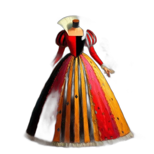dress, crown, staff, 3d render, concept art, fantasy art, cartoon, red transparent PNG cut-out