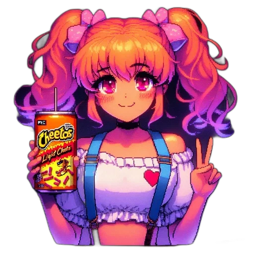 food, vaporwave, anime, pixel art, concept art, neon lights, fire, outer space transparent PNG cut-out