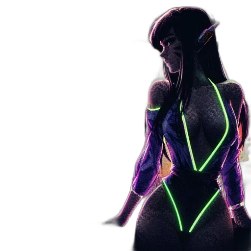 robot, dress, jacket, cyberpunk, concept art, comic book art, fantasy art, neon lights transparent PNG cut-out