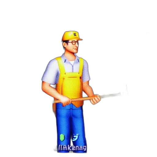 staff, weapon, robot, hat, pixel art, 3d render, cartoon, concept art transparent PNG cut-out