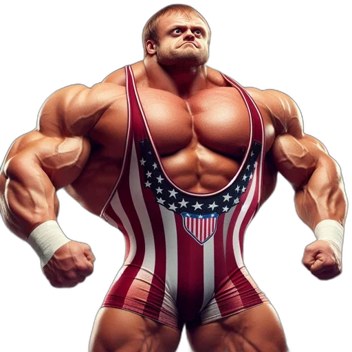 photorealistic, 3d render, concept art, comic book art, muscular, man, american, flag transparent PNG cut-out