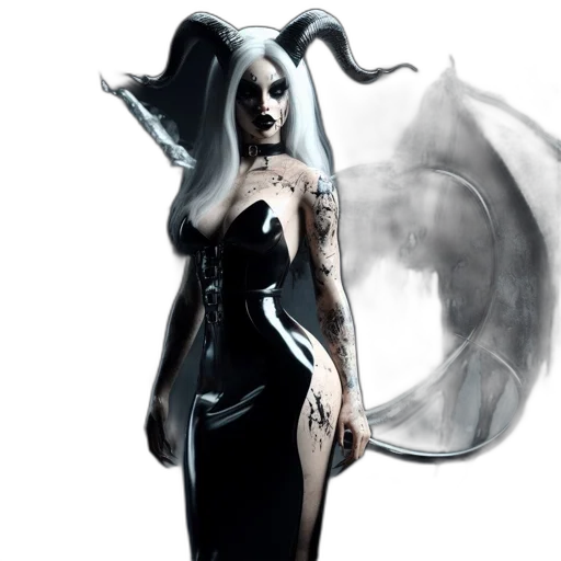 dress, creature, concept art, fantasy art, comic book art, photorealistic, dark, monochrome transparent PNG cut-out