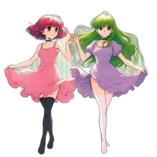 dress, anime, concept art, pixel art, vaporwave, green, pastel, colorful transparent PNG cut-out
