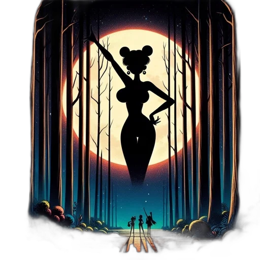 dress, concept art, fantasy art, comic book art, cartoon, forest, night, sunset transparent PNG cut-out
