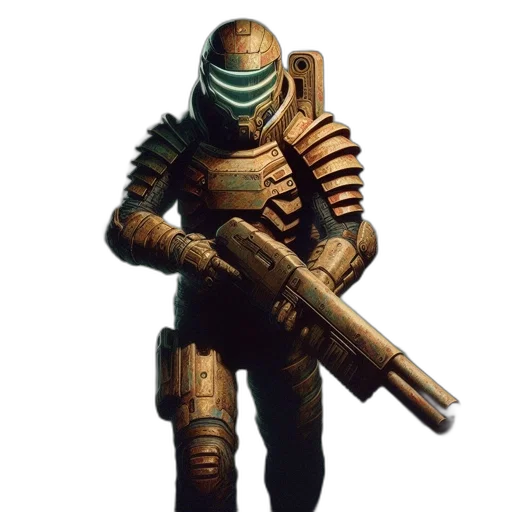 robot, weapon, staff, mask, concept art, 3d render, pixel art, cyberpunk transparent PNG cut-out